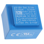 Block 18V ac 2 Output Through Hole PCB Transformer, 1.5VA