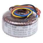 RS PRO 230V ac, 2 x 18V ac Toroidal Transformer, 15VA 2 Output