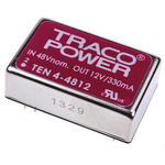 TRACOPOWER TEN 4 DC-DC Converter, 12V dc/ 330mA Output, 18 → 72 V dc Input, 4W, Through Hole, +75°C Max Temp