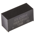 Recom RS3 DC-DC Converter, ±15V dc/ ±100mA Output, 9 → 18 V dc Input, 3W, Through Hole, +71°C Max Temp -40°C Min