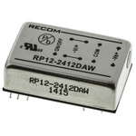 Recom RP12-AW DC-DC Converter, ±12V dc/ ±500mA Output, 9 → 36 V dc Input, 12W, Through Hole, +65°C Max Temp