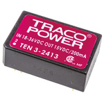 TRACOPOWER TEN 3 DC-DC Converter, 15V dc/ 200mA Output, 18 → 36 V dc Input, 3W, Through Hole, +85°C Max Temp