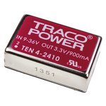 TRACOPOWER TEN 4 DC-DC Converter, 3.3V dc/ 900mA Output, 9 → 36 V dc Input, 4W, Through Hole, +75°C Max Temp