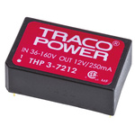 TRACOPOWER THP 3 DC-DC Converter, 12V dc/ ±125mA Output, 36 → 160 V dc Input, 3W, Through Hole, +85°C Max Temp