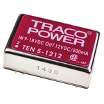 TRACOPOWER TEN 5 DC-DC Converter, 12V dc/ 500mA Output, 9 → 18 V dc Input, 6W, Through Hole, +85°C Max Temp