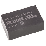 Recom REC3 DC-DC Converter, 12V dc/ 250mA Output, 4.25 → 5.75 V dc Input, 3W, Through Hole, +80°C Max Temp -40°C