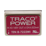 TRACOPOWER TEN 8WI DC-DC Converter, ±12V dc/ ±333mA Output, 43 → 160 V dc Input, 8W, Through Hole, +85°C Max