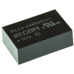 Recom REC3 DC-DC Converter, 5V dc/ 600mA Output, 20.4 → 27.6 V dc Input, 3W, Through Hole, +80°C Max Temp -40°C