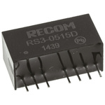 Recom RS3 DC-DC Converter, ±15V dc/ ±100mA Output, 4.5 → 9 V dc Input, 3W, Through Hole, +71°C Max Temp -40°C