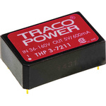 TRACOPOWER THP 3 DC-DC Converter, 5V dc/ ±100mA Output, 36 → 160 V dc Input, 3W, Through Hole, +85°C Max Temp