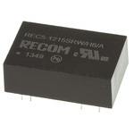 Recom REC5 DC-DC Converter, 15V dc/ 340mA Output, 9 → 18 V dc Input, 5W, Through Hole, +75°C Max Temp -40°C Min