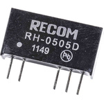 Recom RH DC-DC Converter, ±5V dc/ ±100mA Output, 4.5 → 5.5 V dc Input, 1W, Through Hole, +85°C Max Temp -40°C