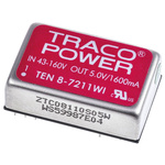 TRACOPOWER TEN 8WI DC-DC Converter, 5V dc/ 1.6A Output, 43 → 160 V dc Input, 8W, Through Hole, +85°C Max Temp