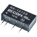 Recom RE DC-DC Converter, 15V dc/ 66mA Output, 10.8 → 13.2 V dc Input, 1W, Through Hole, +85°C Max Temp -40°C