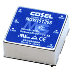 Cosel MGW DC-DC Converter, ±15V dc/ 500mA Output, 18 → 36 V dc Input, 15W, PCB Mount, +85°C Max Temp -40°C Min