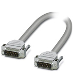 Phoenix Contact D-Sub 15-Pin to D-Sub 15-Pin Male Cable & Connector, 25 V ac, 60 V dc