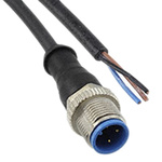 TE Connectivity Straight M12 to Unterminated Cable assembly, 3 Core 1.5m Cable