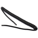 250mm 4 Core Coiled Cable 0.25 mm² CSA Polyvinyl Chloride PVC Sheath Black, 5.7mm OD
