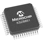 Microchip KSZ8851-16MLLI, Ethernet Controller, 100Mbps 100BaseTX, 10BaseT, BIU, 3.3 V, 48-Pin LQFP