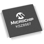 Microchip KSZ8567RTXI, Ethernet Switch IC MDI/MDIX, 1.8 V, 2.5 V, 3.3 V, 128-Pin TQFP