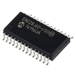 Microchip ENC28J60-I/SO, Ethernet Controller, 10Mbps SPI, Serial-SPI, 3.3 V, 28-Pin SOIC