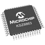 Microchip KSZ8863RLLI, Ethernet Switch IC, 10Mbps MII, 1.8 V, 2.5 V, 3.3 V, 48-Pin LQFP