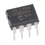 Microchip 25LC1024-I/P, 1Mbit Serial EEPROM Memory, 50ns 8-Pin PDIP Serial-SPI
