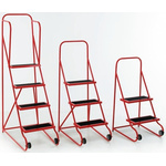 RS PRO 3 Tread Steel Steps 0.75m Platform Height, Red