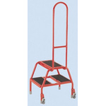 RS PRO 2 Tread Steel Steps 0.39m Platform Height, Red