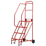 RS PRO 4 Tread Steel Steps 1m Platform Height, Red