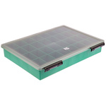RS PRO 32 Cell Green PP Compartment Box, 57mm x 338mm x 260mm