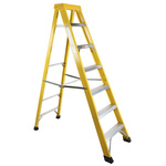 RS PRO Fibreglass 7 steps Step Ladder, 1.9m platform height