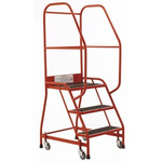 RS PRO 3 Tread Rubber Steps 0.69m Platform Height, Red