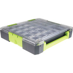RS PRO 16 Cell Transparent, Grey, Green PP Compartment Box, 375mm x 325mm x 70mm