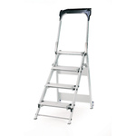 RS PRO 4 Tread Aluminium Steps 0.88m Platform Height, Silver