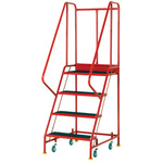 RS PRO 4 Tread Steel Steps 0.915m Platform Height, Red