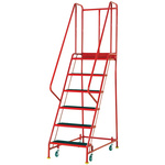 RS PRO 6 Tread Steel Steps 1.4m Platform Height, Red