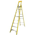 RS PRO Fibreglass 9 steps Step Ladder, 2.49m platform height