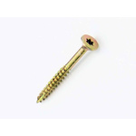 Countersunk Steel Wood Screw Yellow Passivated, Zinc Plated, NA, 4mm Thread, 1.57in Length, 40mm Length