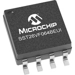 Microchip Split 64Mbit Serial-SPI Flash Memory 8-Pin SOIJ, SST26VF064BEUI-104I/SM