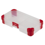 RS PRO 5 Cell Transparent Red Polypropylene Compartment Box, 30mm x 140mm x 80mm