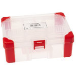 RS PRO 10 Cell Transparent Red Polypropylene, Adjustable Compartment Box, 60mm x 170mm x 130mm