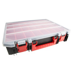 RS PRO 24 Cell Black, Red Polypropylene Compartment Box, 91mm x 416mm x 336mm