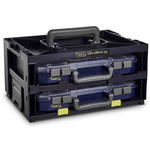 Raaco 2 Cell Black Compartment Box, 195mm x 386mm x 263mm
