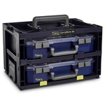 Raaco 2 Cell Black Compartment Box, 195mm x 386mm x 263mm