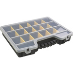 RS PRO 17 Cell Black, Transparent PP, Adjustable Compartment Box, 60mm x 395mm x 305mm