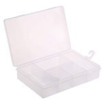 RS PRO 5 Cell Transparent PP Compartment Box, 40mm x 181mm x 125mm