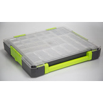 RS PRO 21 Cell Transparent, Grey, Green PP Compartment Box, 425mm x 375mm x 70mm