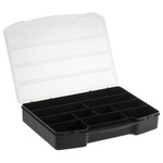 RS PRO 10 Cell Black PP Compartment Box, 40mm x 245mm x 180mm