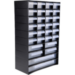 RS PRO 30 Drawer Unit, Plastic, 420mm x 270mm x 130mm, Black